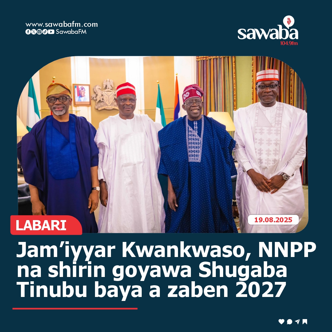 sawaba_fm's tweet photo. Mai magana da yawun jam’iyyar NNPP, Ladipo Johnson, ta bayyana cewa jam'iyyar za ta gudanar da taron Kwamatin Zartarwa na Ƙasa (NEC) a ranar 28 ga Agusta, 2025 a Abuja domin duba yiwuwar marawa Tinubu baya ko shiga kawancen jam'iyyun adawa a taron ta na koli. https://t.co/r2vE1SW9mW