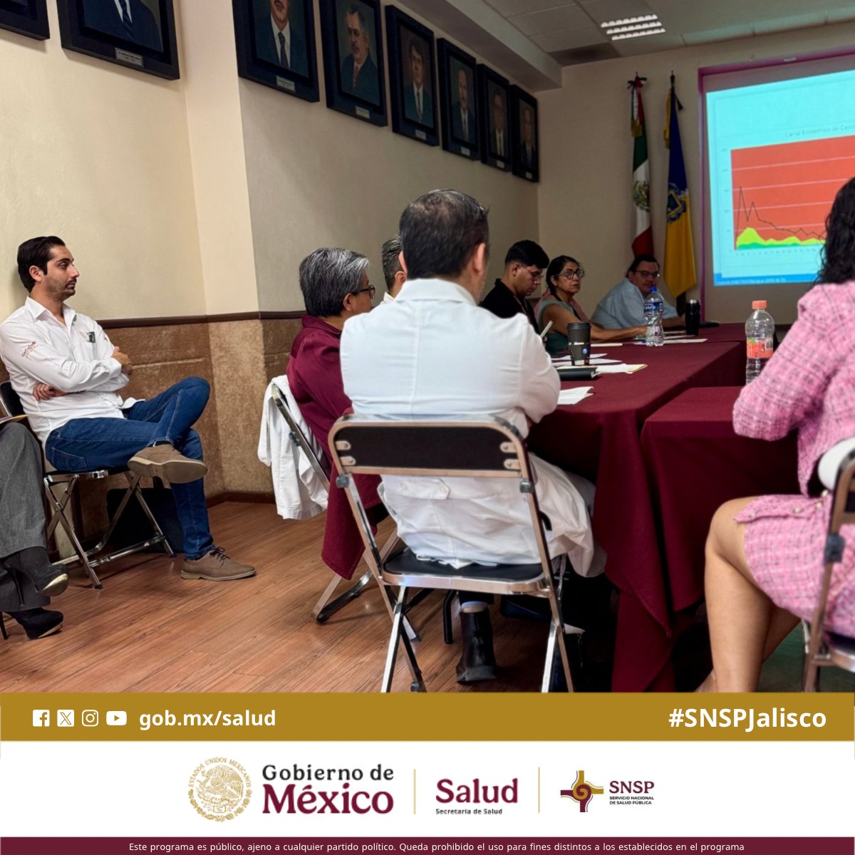 SNSPJalisco's tweet photo. 📊 En la 8ª Sesión Ordinaria del Comité Estatal de Vigilancia Epidemiológica reforzamos la coordinación en Jalisco. Bajo el liderazgo del Dr. @RamiroLopezE  y la @SaludSPPS  avanzamos en prevención. 🩺✨ #SNSP #SNSPJalisco #SaludPública #SaludHumanista https://t.co/DvzasN1891