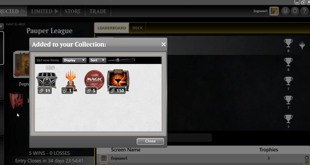 Back to Back “Fognano5” 2 trophies in a row. Rakdos Madness + Jeskai Eph. 
Waiting for him to create a X’profile. 
IL PROPRIETARIO DEL SUO.