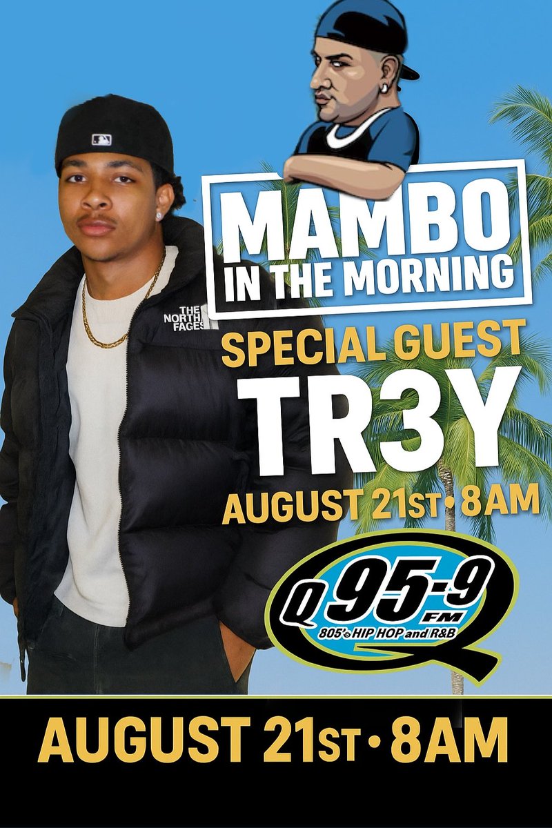All Cali Basketball (@allcalibasketb1) on Twitter photo 805 tap in Thursday at 8am to 95.9 FM for Oak Park grad <a href="/Tr3ymack1/">Trey McDonald</a> music debut on the radio and live interview.
<a href="/TheGaragePod/">The Garage Podcast</a> <a href="/vcspreps/">VCS Preps</a> <a href="/vcstar/">Ventura County Star</a> <a href="/MamboOnTheRadio/">MamboOnTheRadio</a> <a href="/DerryEads/">Derry Eads</a> <a href="/Ophsbbasketball/">Oak Park Basketball</a> 805 tap in Thursday at 8am to 95.9 FM for Oak Park grad <a href="/Tr3ymack1/">Trey McDonald</a> music debut on the radio and live interview.
<a href="/TheGaragePod/">The Garage Podcast</a> <a href="/vcspreps/">VCS Preps</a> <a href="/vcstar/">Ventura County Star</a> <a href="/MamboOnTheRadio/">MamboOnTheRadio</a> <a href="/DerryEads/">Derry Eads</a> <a href="/Ophsbbasketball/">Oak Park Basketball</a>