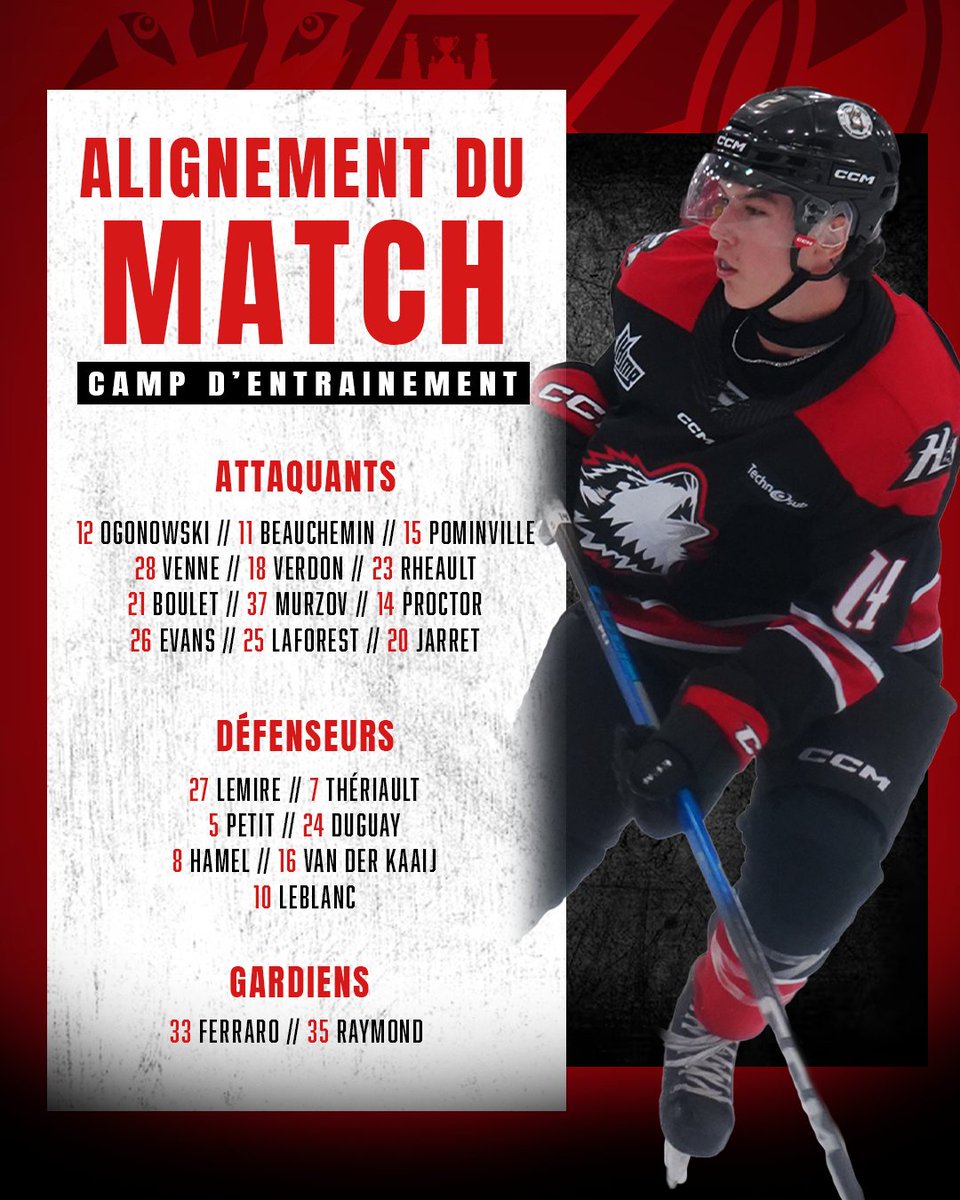 Huskies de Rouyn-Noranda (@huskiesrn) on Twitter photo Voici l'alignement du match de ce soir face aux <a href="/ForeursVD/">Foreurs de Val-d’Or</a> 👇
#HuskiesRN #LaVilleEstHuskies Voici l'alignement du match de ce soir face aux <a href="/ForeursVD/">Foreurs de Val-d’Or</a> 👇
#HuskiesRN #LaVilleEstHuskies