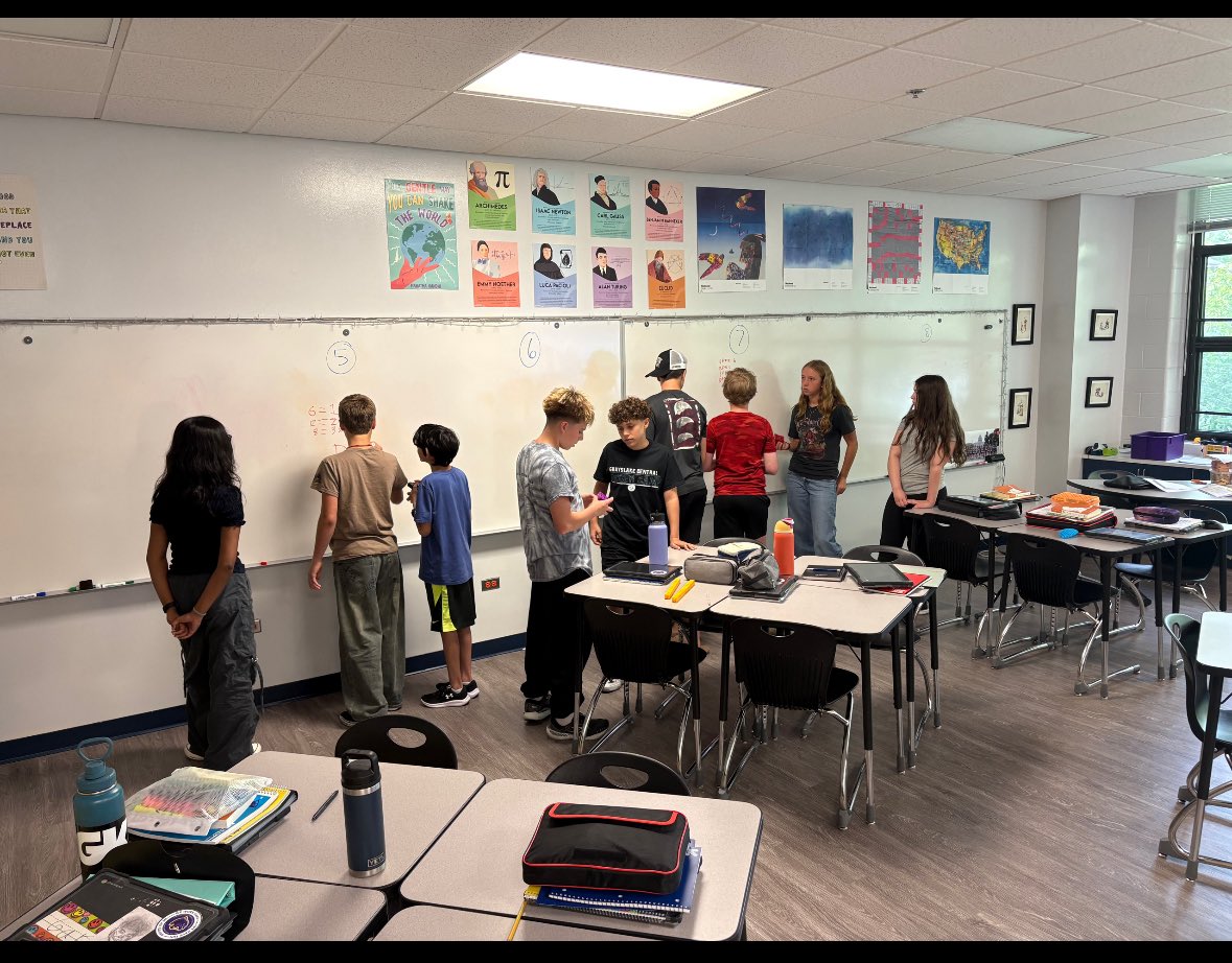 #3- Yesterday was day one of Building Thinking Classrooms by utilizing new whiteboards as vertical workspaces in math classrooms.  All core math classrooms are equipped with whiteboard walls. 
#100positives