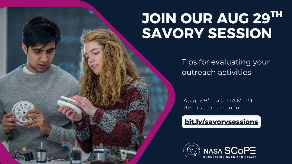 Looking for tips to evaluate your educational outreach activities? 🤔 During this short session you will get strategies to determine whether your goals are being met and possible areas for improvement. 

Join our Savory Session on August 29th at 11AM PT: bit.ly/savorysessions