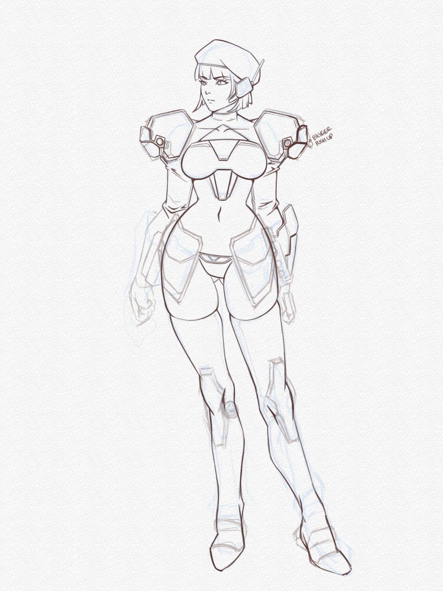 Penn_Draws's tweet photo. Work in progress of the Jesta, inspired by mobile suit girls and Mine Yoshizaki https://t.co/vcjYRZhSse