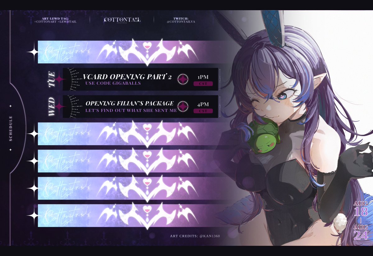 OHHH I FORGOT TO POST SCHEDULE OUPS.. 

last stream tomorrow before my surgery 🥹🥹 I'll b missing u guys so much. 
gonna be gone for at least a week ! you better come say hi before i go...