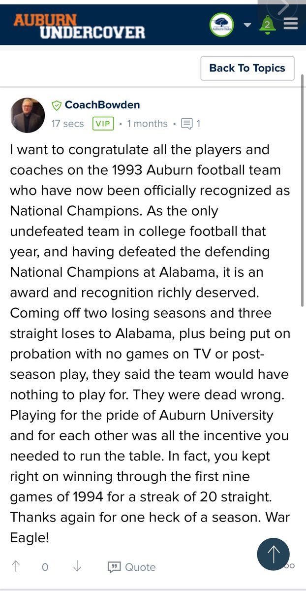 Statement from former <a href="/AuburnFootball/">Auburn Football</a> coach Terry Bowden 
<a href="/bowdenblitz/">Terry Bowden</a>