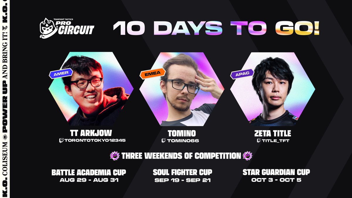 Compete TFT (@competetft) on Twitter photo Some are looking for continued glory, some are looking to find it for the first time at the #TFTProCircuit.
See if they can claim it:
#TTArkjow | <a href="/Tunihorn/">Tomáš Trubáčik</a> | <a href="/loltitle/">ZETA title</a> Some are looking for continued glory, some are looking to find it for the first time at the #TFTProCircuit.
See if they can claim it:
#TTArkjow | <a href="/Tunihorn/">Tomáš Trubáčik</a> | <a href="/loltitle/">ZETA title</a>