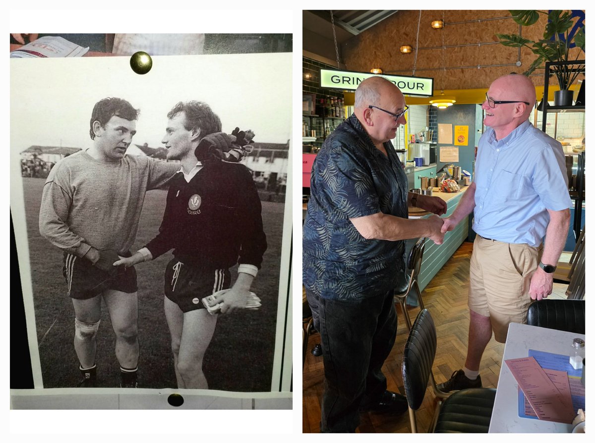 JohnMackle87's tweet photo. 41 years ago this week, John Somers and I faced off for the John McLaughlin Cup (the @Doiregaa Senior C'ship), and this week, the lunch bill. I won the lunch, John senior, the match. A true gentlemen, and an exceptional No1 for Derry and mentor for me. A great day's craic https://t.co/RynFNORTzw