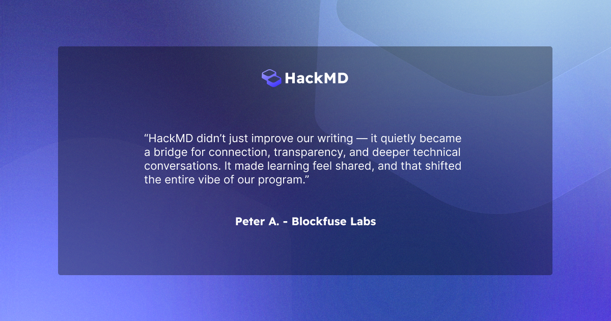 HackMD 📄 (@hackmdio) on Twitter photo building community isn’t just about sharing notes — it’s about creating spaces where learning feels connected
shoutout to <a href="/scarfacedoteth/">ScarFace | Blockfuse Labs| ProdFest</a> from <a href="/blockfuselabs/">Blockfuse Labs</a> for showing us what that looks like in action 💜 building community isn’t just about sharing notes — it’s about creating spaces where learning feels connected
shoutout to <a href="/scarfacedoteth/">ScarFace | Blockfuse Labs| ProdFest</a> from <a href="/blockfuselabs/">Blockfuse Labs</a> for showing us what that looks like in action 💜