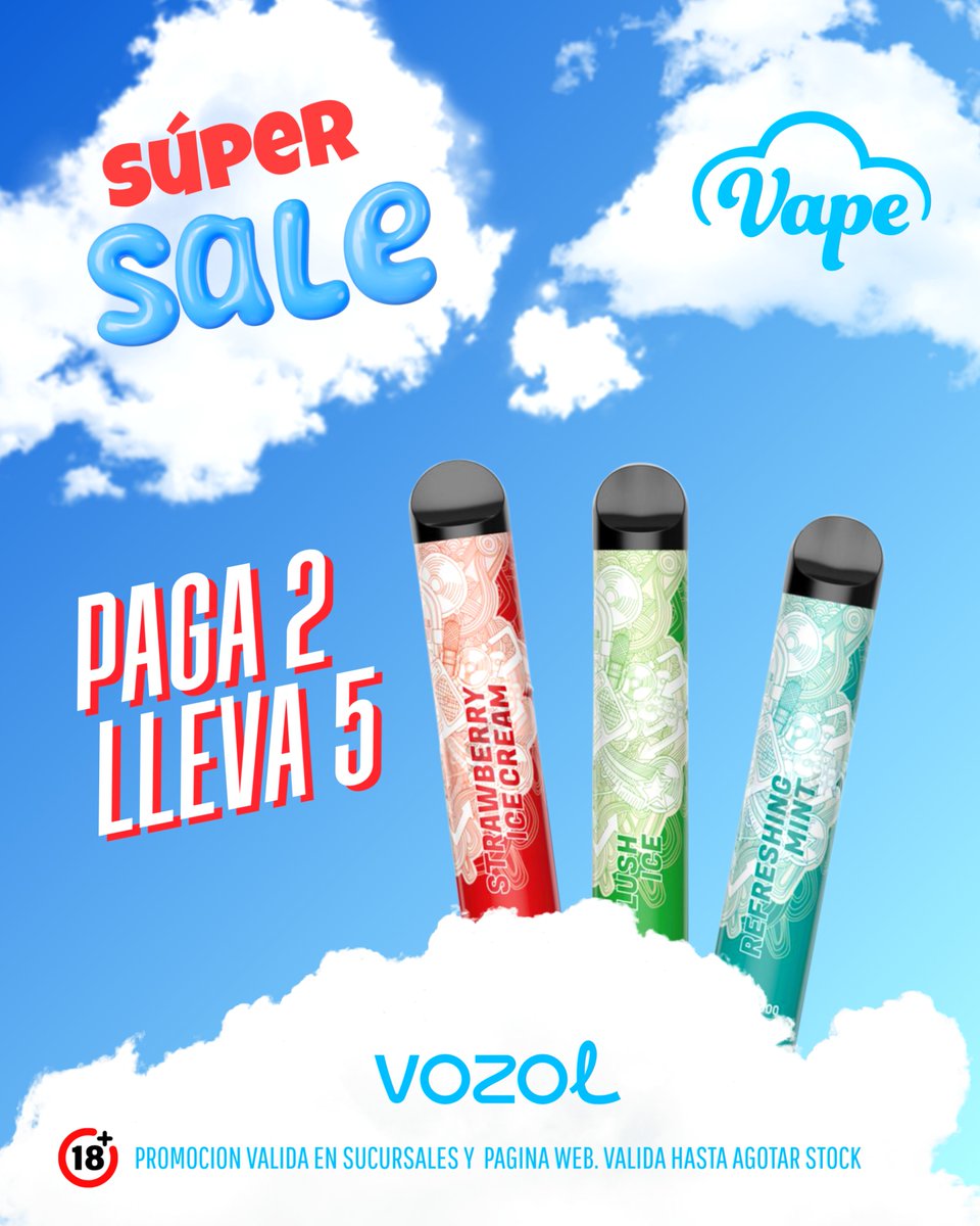VapeChile's tweet photo. ¡ Disfruta de Vozol BAR 2200 a un precio increíble nunca antes visto ! 🍇🍓

Compra 2 unidades, "SOLO" 2 unidades y te RECIBE 3 unidades más de regalo completamente gratis 🎁
 
NO ESPERES MÁS y visita nuestras sucursales 🏡 o nuestro sitio web 🖥 Y lleva todos los que puedas https://t.co/SgrKDt3glv