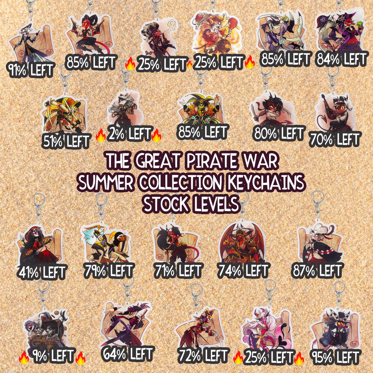 These pirates are HOT!! Set yer sights on your favorite keychains and snatch em up before they're all gone! sharkrobot.com/vivziepop