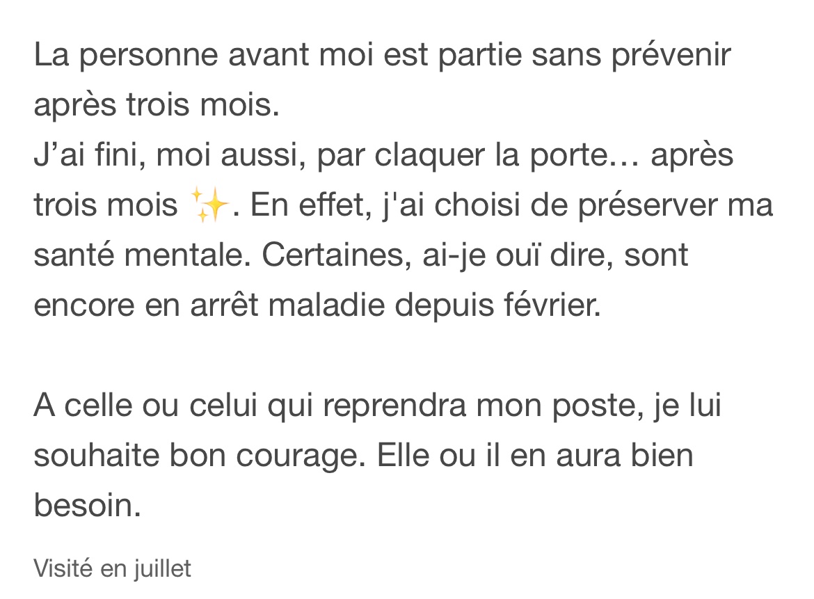 Tribunal de Chartres et ses dérives même entre magistrats y règne une putrescence d’un niveau intolérable des magistrats qui dénoncent les dérives en laissant des avis Google <a href="/GDarmanin/">Gérald DARMANIN</a> <a href="/SMagistrature/">SMagistrature</a> 
II est urgent que l’inspection générale de la justice se saisisse et agisse !!