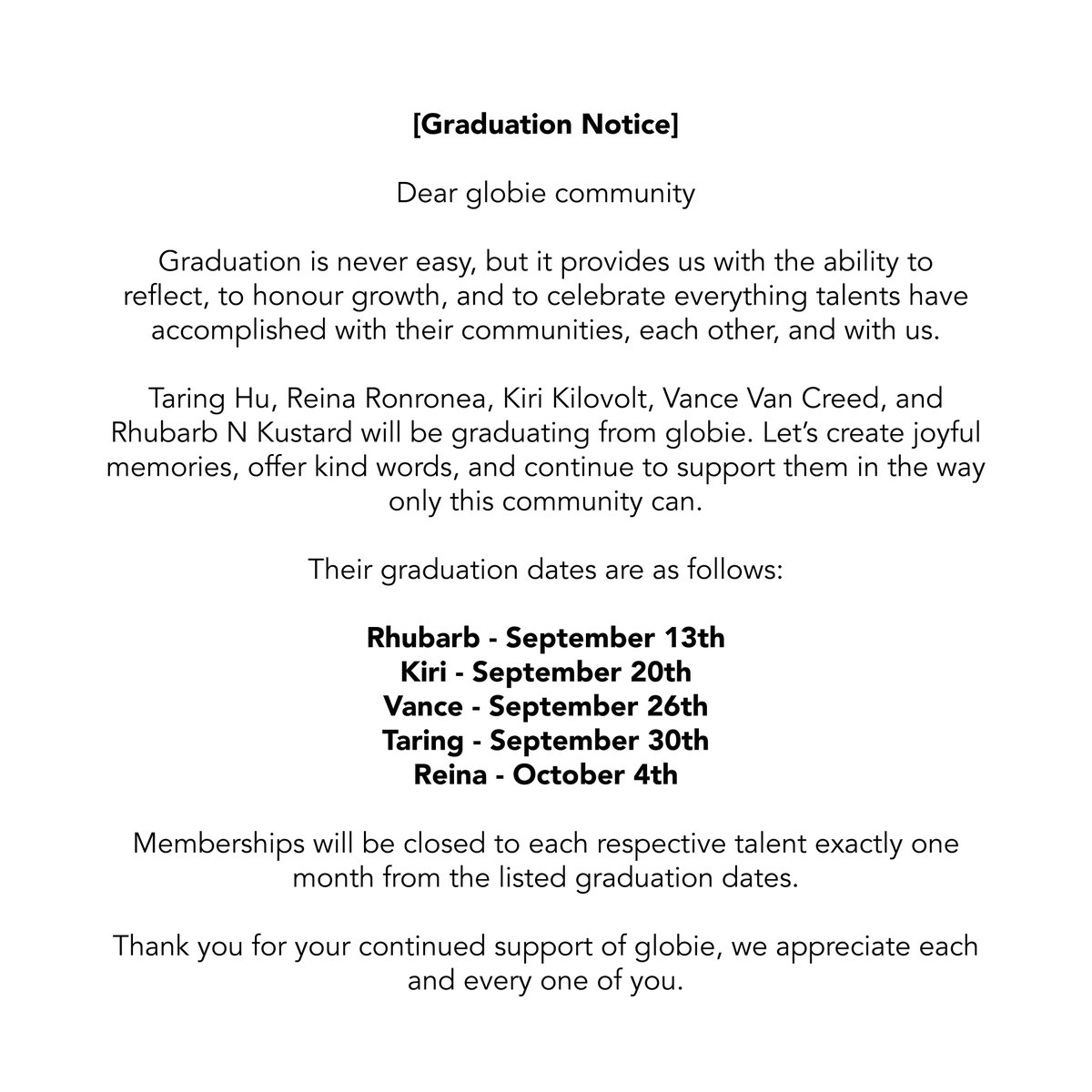 globiesocial's tweet image. [Graduation Notice]