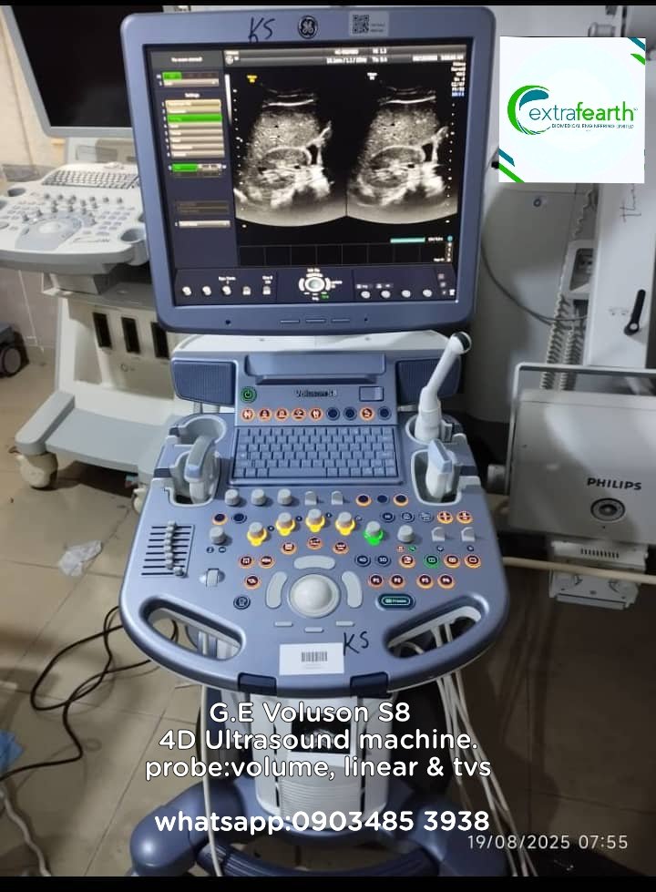 G.E Voluson S8  4D Ultrasound machine.
With volume, linear and tvs probe