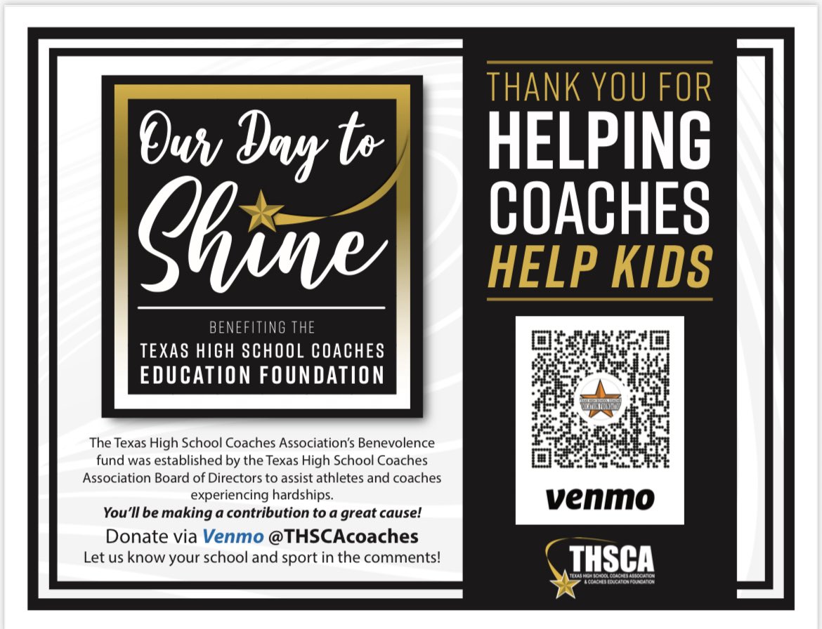 Dave Henigan (@davehenigan) on Twitter photo OUR DAY TO SHINE
donation to get into the Ryan vs. Lone Star scrimmage on Thursday!
Be sure to include Ryan vs Lone Star Football in your Venmo payment line. <a href="/CoachJRayburn/">Jeff Rayburn</a>
<a href="/RyanRaiderFB/">Denton Ryan FB ⭐️⭐️⭐️</a>
<a href="/THSCAcoaches/">THSCA</a> OUR DAY TO SHINE
donation to get into the Ryan vs. Lone Star scrimmage on Thursday!
Be sure to include Ryan vs Lone Star Football in your Venmo payment line. <a href="/CoachJRayburn/">Jeff Rayburn</a>
<a href="/RyanRaiderFB/">Denton Ryan FB ⭐️⭐️⭐️</a>
<a href="/THSCAcoaches/">THSCA</a>