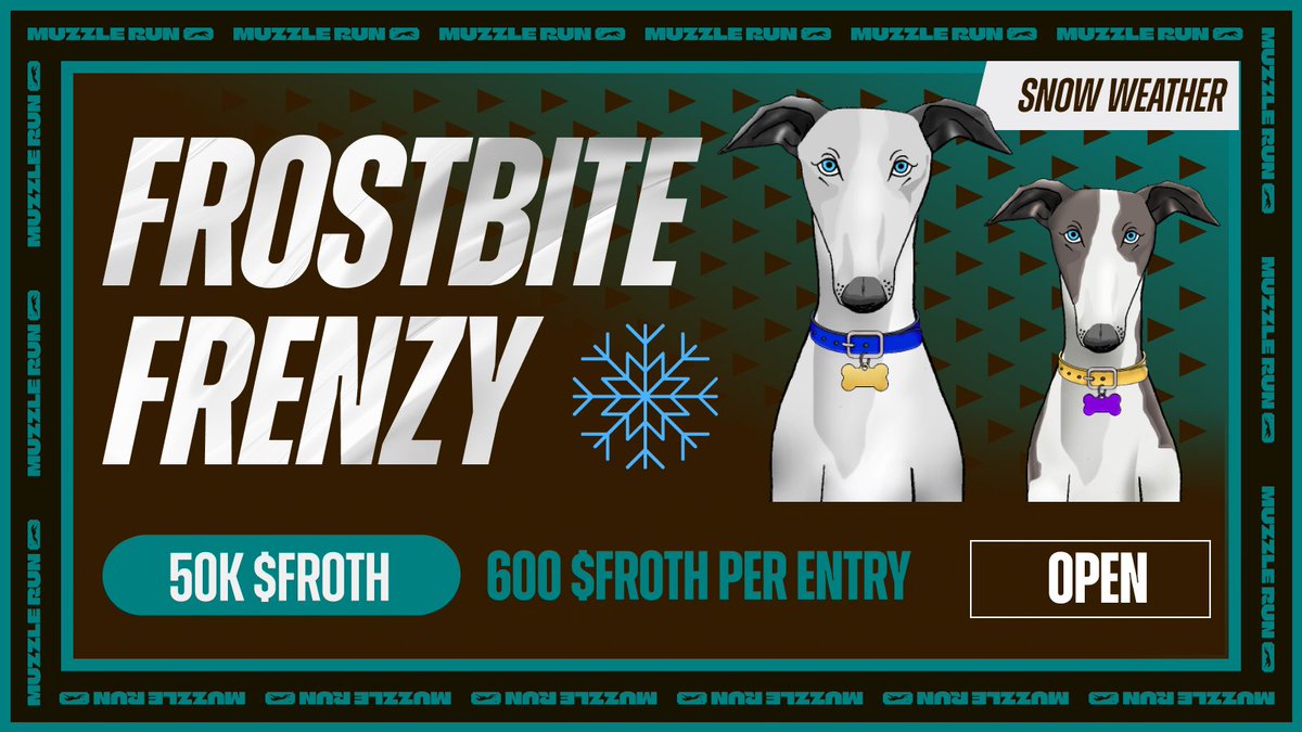 0xUsurper's tweet image. 𝐋𝐞𝐨𝐧𝐢𝐝 𝐁𝐫𝐞𝐳𝐡𝐧𝐞𝐯 placed 1st his first time during Frostbite Frenzy!  

My precious boy almost placed 1st in every race minus 1  

Brought home 21,500 FROTH - $46

#WhippetRacing #Racing #CryptoGaming #Web3Gaming $FROTH $POL $USDT @muzzle_run