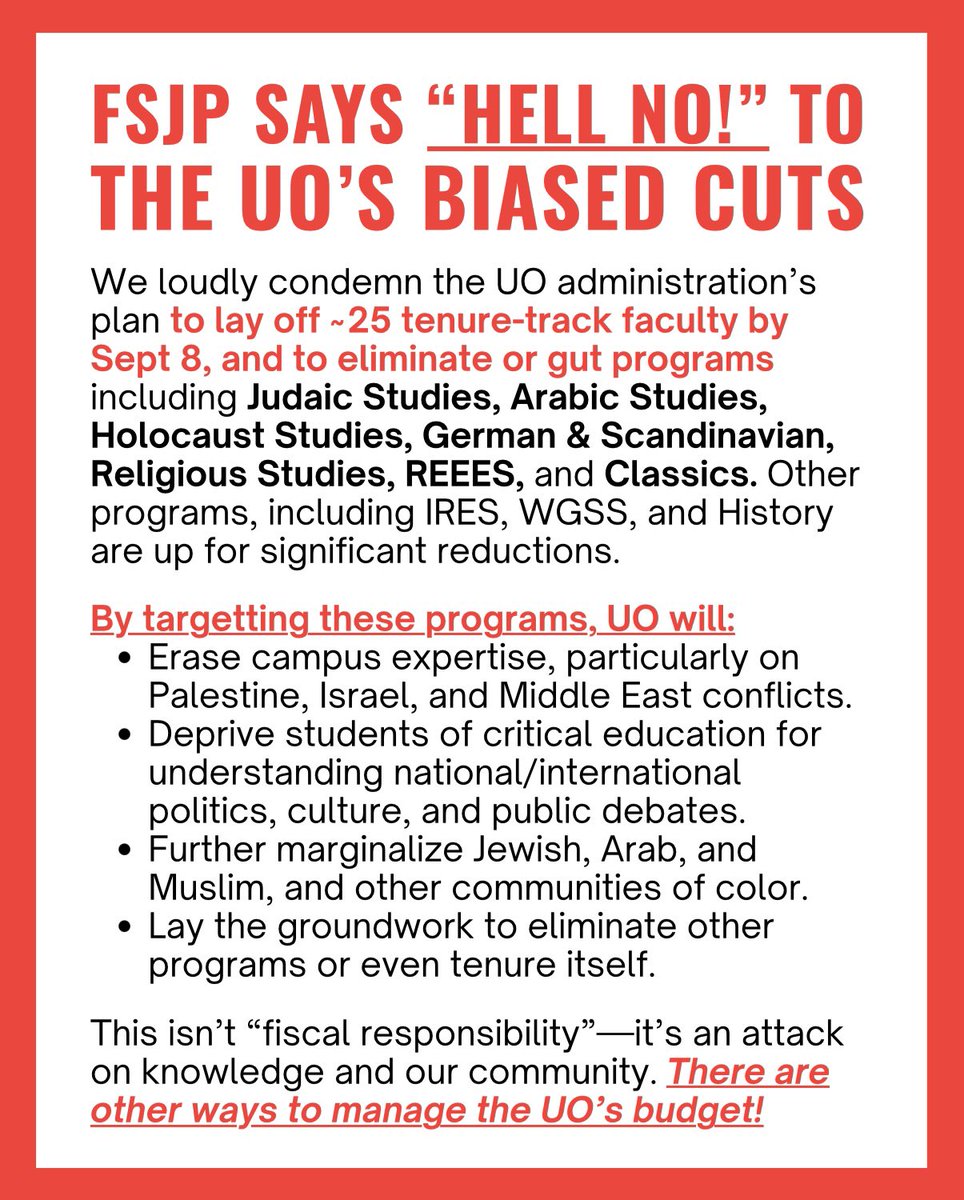 UO Faculty and Staff for Justice in Palestine tweet media