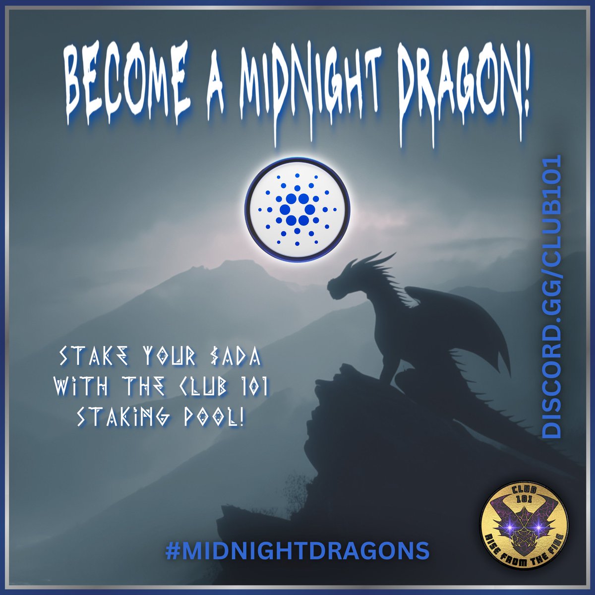 STAKE &amp; WIN with #Midnight Dragons:
+ #WYRD NFT!
+ 1k $LION bonus for the winner!
🎟 1 entry per staker / +1 per 1k $ADA staked
✅ Must open a ticket in Discord!
Draw: Next Monday
🔗 Discord.gg/club101
🎯 Delegate: Search "DOD"
#Cardano #Club101 #ADA