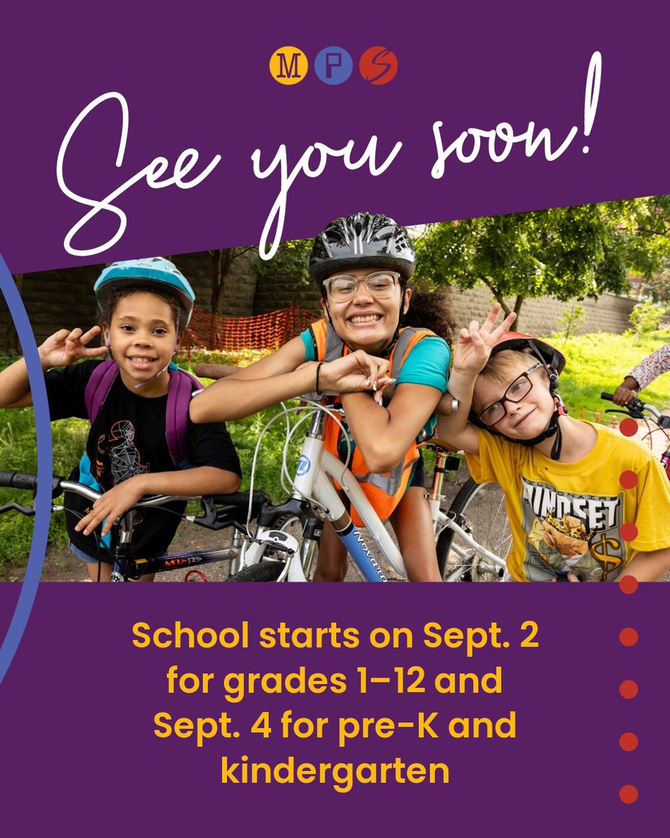 📚 School starts at MPS in just two weeks! 🚍

We’re excited to welcome our students, families and staff to the 2025–26 school year! Visit our back-to-school webpage at mpschools.org/b2s for essential information including open house events.

Tuesday, Sept. 2 is the first