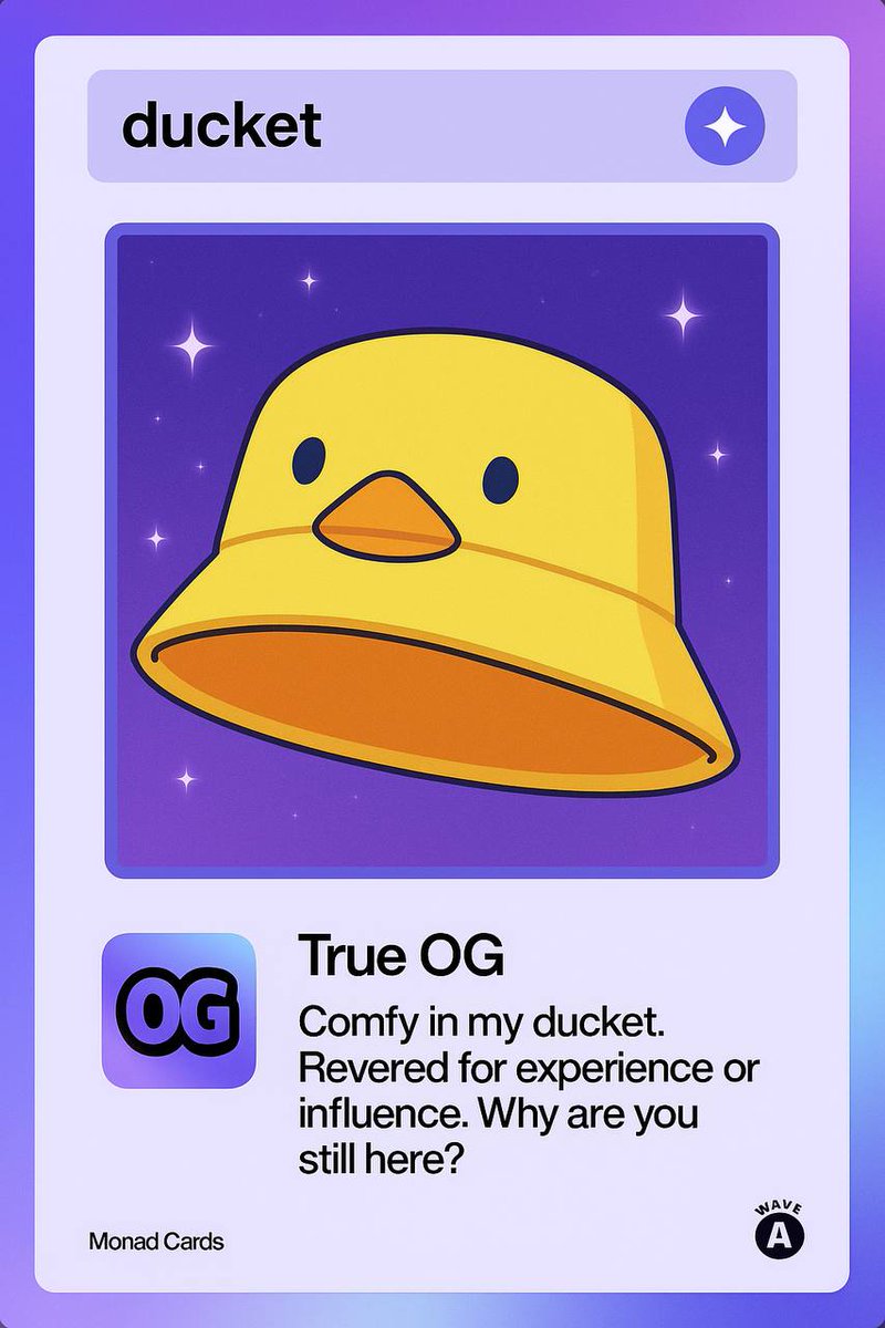 #MonadCards 

Comfy in my ducket