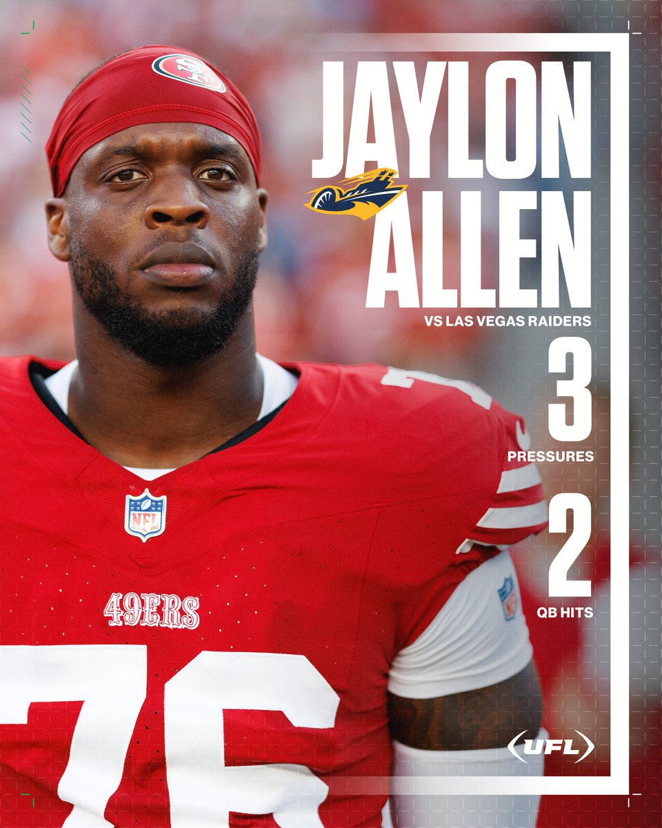 United Football League (@theufl) on Twitter photo Jaylon Allen has been putting the pressure on with the 49ers 😤 Jaylon Allen has been putting the pressure on with the 49ers 😤