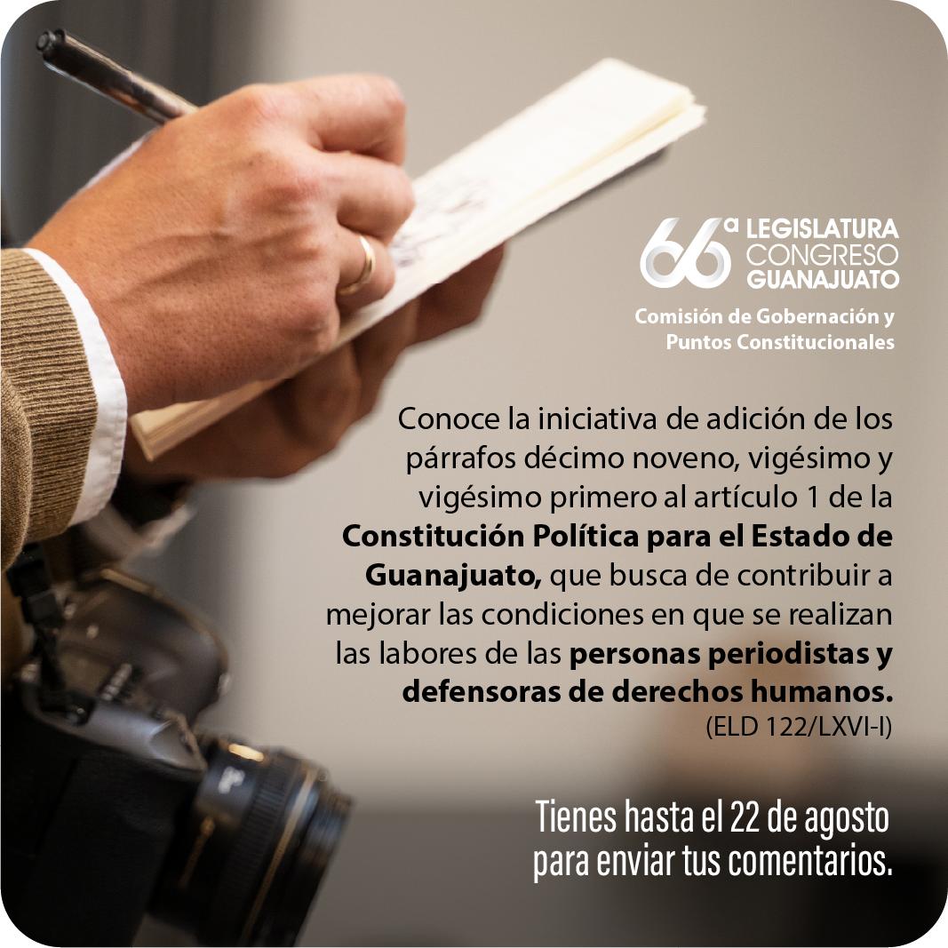 🖋️ Iniciativa para proteger y mejorar las condiciones de trabajo de personas periodistas y defensoras de derechos humanos 📢.

Tienes hasta el 🗓️ 22 de agosto para enviar tus comentarios.
🔗 bit.ly/3Hq09vh

#ConstruimosContigo #La66 🤝📜