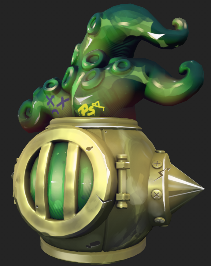 I11yrian's tweet photo. Been practicing hand-painted textures - here’s a little study piece I worked on 🐙

Based on concept art found on Pinterest (artist unknown, will credit if found)

#StylizedArt #HandPaintedTextures #RobloxDev #SubstancePainter https://t.co/pnTmxzJP86