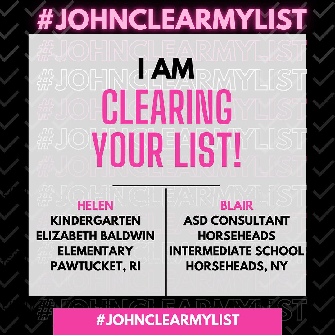 Can you believe how fast this month has gone? And I still have so many lists to clear! Congrats to Helen from Pawtucket, RI and Blair from Horseheads, NY! I’m clearing your lists!  #JohnClearMyList