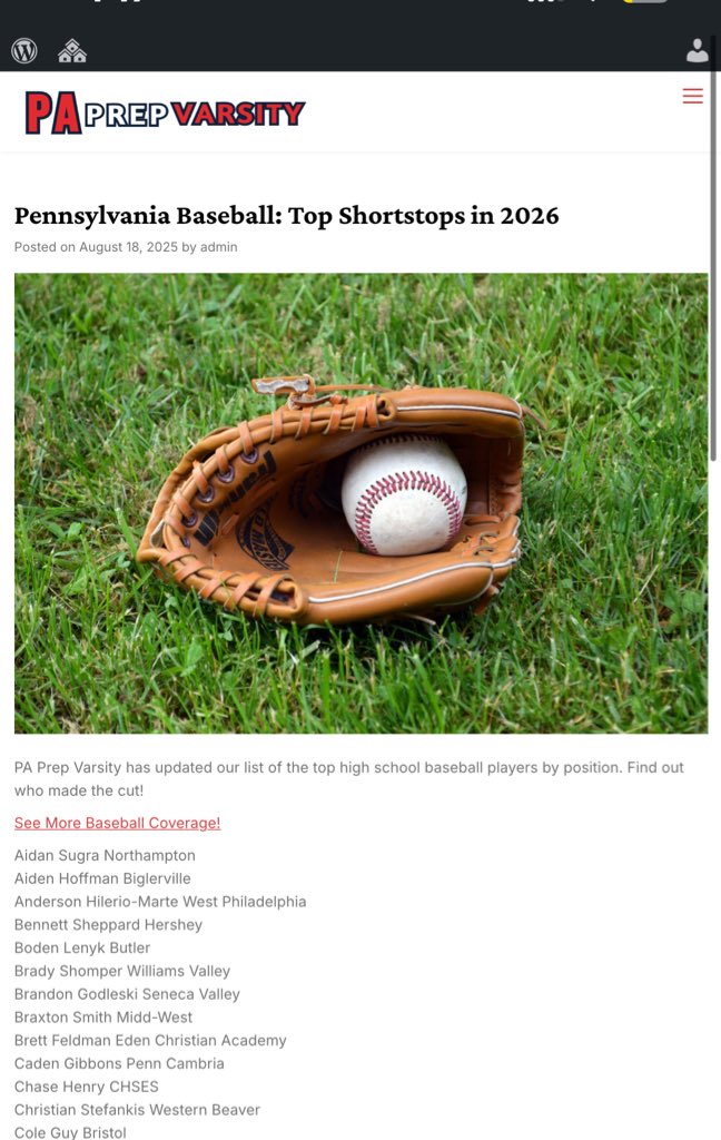GodleskiBrandon's tweet image. Honored to be recognized by PAPrep Varsity as one of the top shortstops in PA.
Grateful for the recognition and honored to be included with such a talented group of competitors.  Excited for what's ahead! 💪🔥
@outerlim