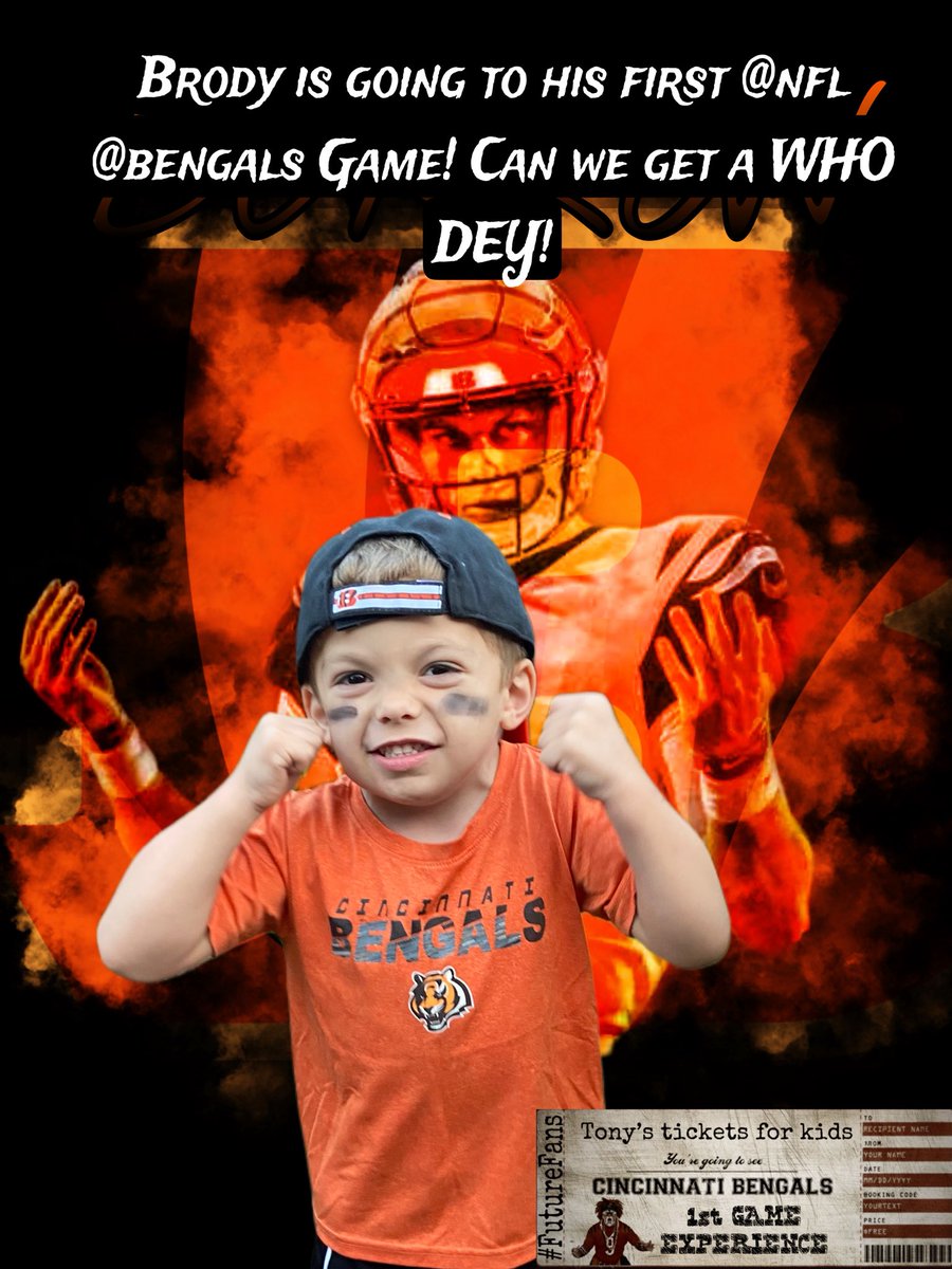 Congrats to Brody who is pumped up to attend his first <a href="/NFL/">NFL</a> <a href="/Bengals/">Cincinnati Bengals</a> game! Thank you to everyone who helps make Tony's Tickets For Kids such a great success. WhoDey! #WhoDey <a href="/BTR_anime/">アニメ「ぼっち・ざ・ろっく！」公式</a> #TonyDaTiger #FanOfFans  #2023FOTY #CharityMatters #TonysTicketsForKids #DoGood #187