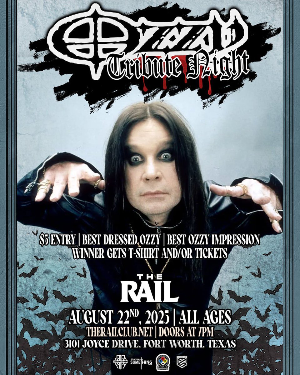🔥ON SALE NOW🔥
Join us this Friday for OZZY TRIBUTE NIGHT!
Best dressed Ozzy and best Ozzy impression competitions.
Doors at 7PM