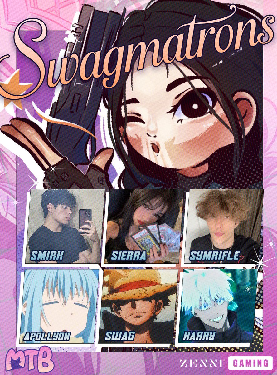 Presenting the 6th team of MTB Rivals! 

Team Swagmatrons
<a href="/surelynotsierra/">sierra</a> (C)
<a href="/smirkfn/">Smirk01</a> 
<a href="/Apollyon127/">Apollyon</a> 
<a href="/symrifle/">ty</a> 
<a href="/SwagRivals/">Swag</a> 
<a href="/HarryOG7/">Harry</a> 

Be sure to tune in and watch them live on August 23-24 @ 3 PM EST on twitch.tv/MTBEvents!

#MTBInvitational