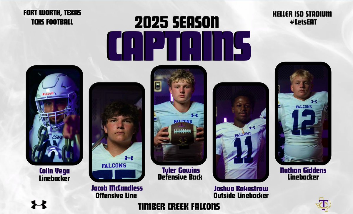 Get ready, Falcon Nation❗️Meet the Leaders who will guide us this season: your 2025 Timber Creek Football Captains! Let's Go! #GoFalcons #2025Captains 🟣🟡