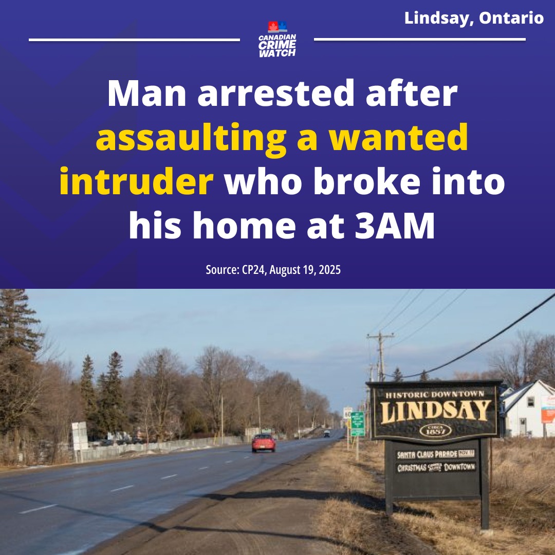 🚨 BREAKING - LINDSAY, ONTARO - A man is facing charges after he allegedly assaulted an intruder inside his Lindsay, Ontario home early Monday morning, police say.

The incident happened at an apartment on Kent Street shortly after 3 a.m. Police say that the suspect was asleep