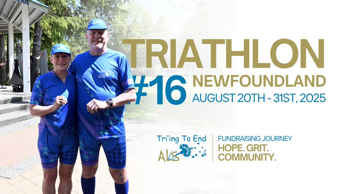 Tri'ing to End ALS Fundraising Journey. 🏊‍♀️🚴‍♂️🏃‍♀️ Triathlon #16 of 18 is set to take place in the stunning landscapes of Newfoundland from August 20th - 31st, 2025. 📣 Wish them luck and show your support by donating to their cause at triingtoendals.ca