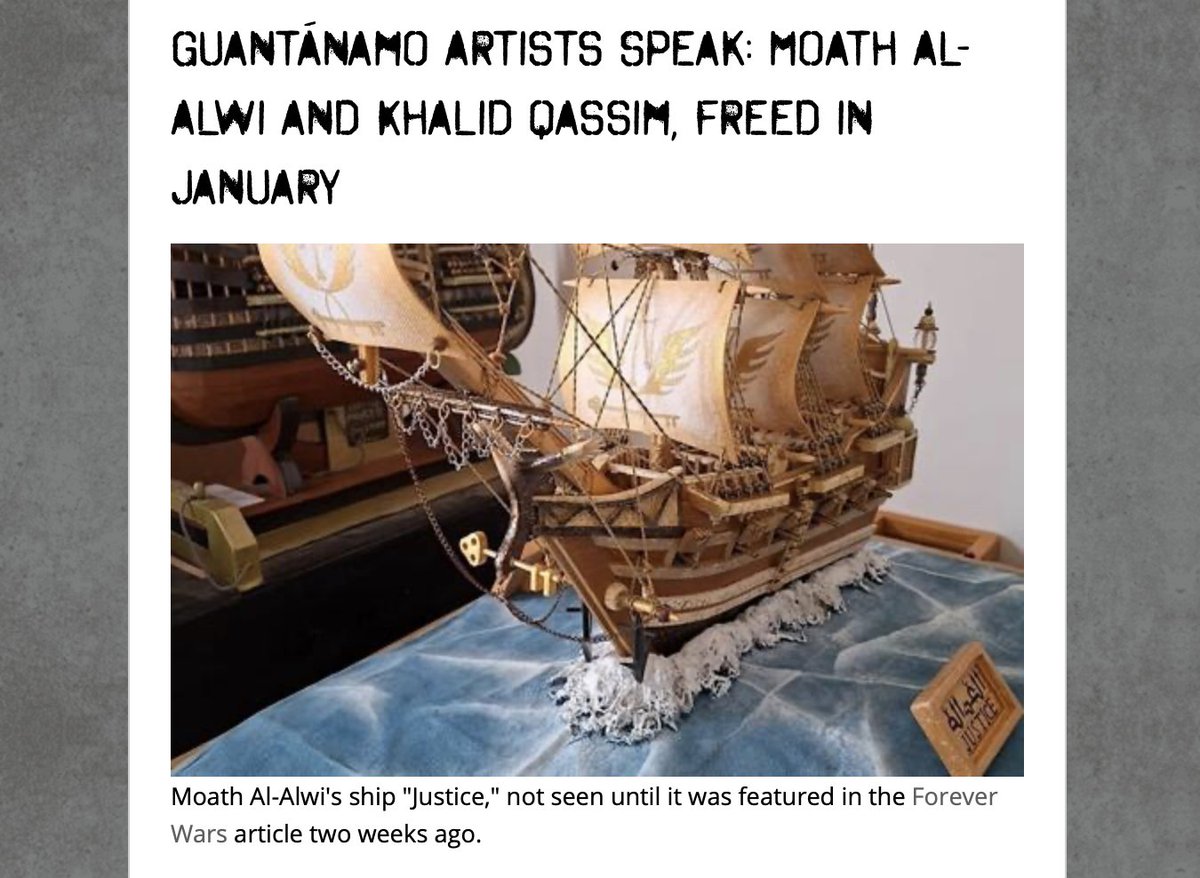 #Guantanamo Artists Speak: Moath Al-Alwi and Khalid Qassim, Freed in January - new Close Guantanamo article, as posted on Forever Wars two weeks ago, by Mansoor Adayfi, with my own introduction closeguantanamo.org/Articles/462-G…