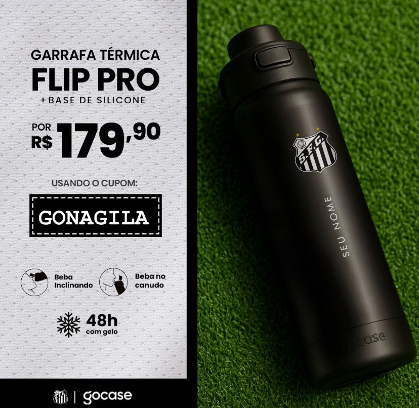 Garrafa Térmica Flip Pro | Produto licenciado e oficial do <a href="/santosfc/">Santos FC</a>

Use o cupom 🏷️GONAGILA e receba a garrafa + base de silicone por um valor promocional

Garanta a sua: gocase.com.br/garrafa-termic…