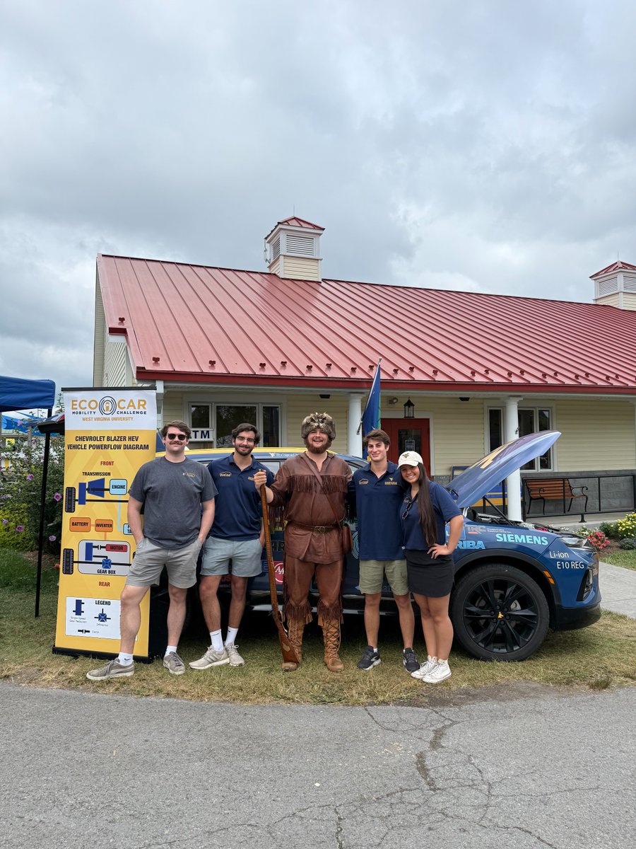 EcoCAR hit the WV State Fair! 🚗✨We got to talk with President Benson, the Mountaineer, and hundreds of visitors who were excited to learn about our project. 

Thanks to everyone who stopped by! 💛💙 #SFWV #LetsGo #WVU