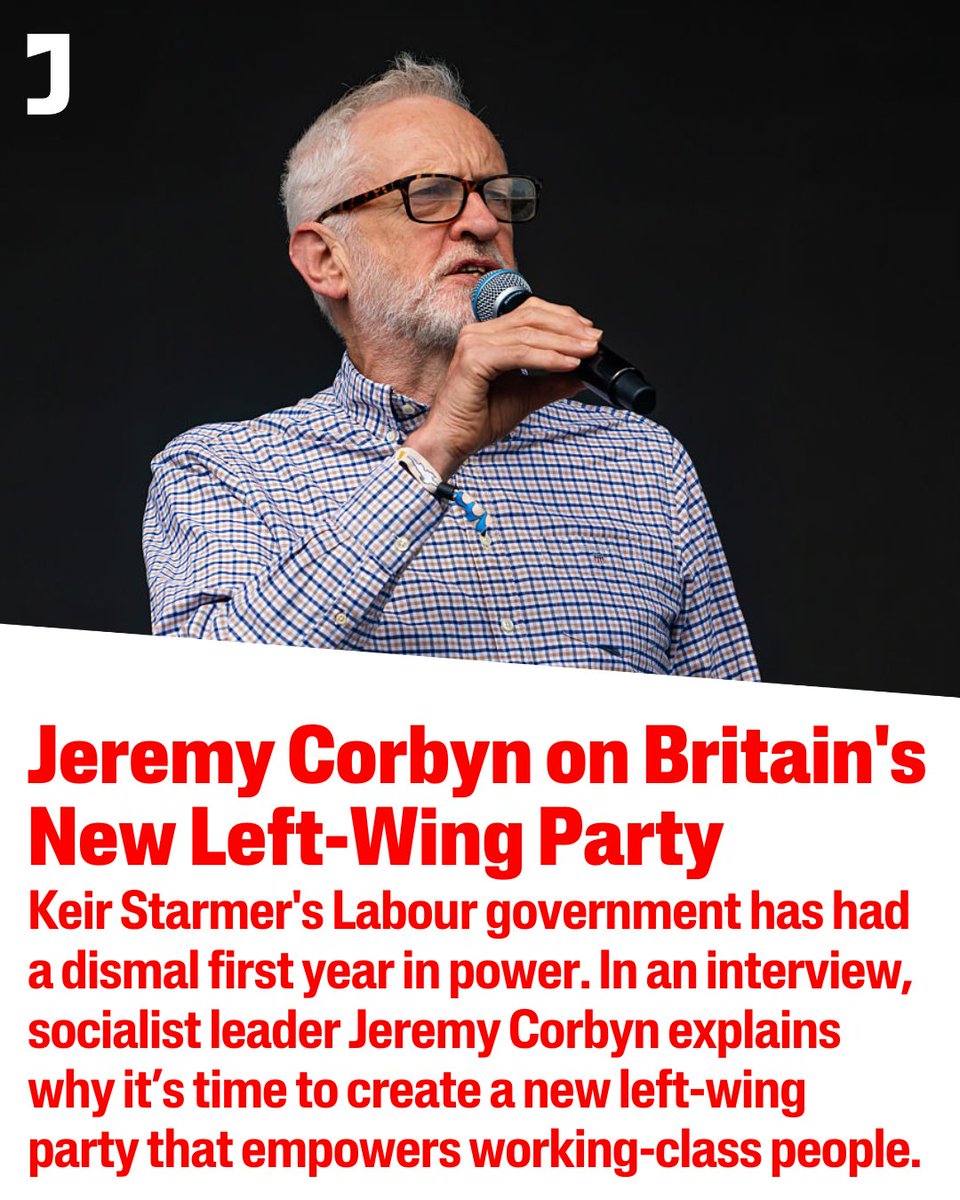 More than 700,000 people have registered for a new left-wing party in Britain.

In an interview, Jeremy Corbyn explains that people are fed up with a Labour government that caters to the rich just like the Tories: jacobin.com/2025/08/corbyn…