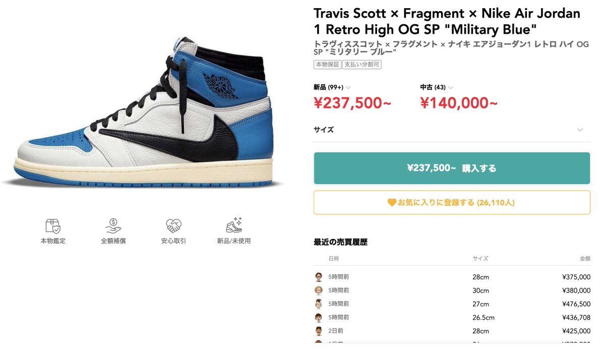 tenbai_hakase's tweet photo. 【Fragment x UNION x Nike Air Jordan 1 Retro High OG SP】

来年2月6日に発売予定❗️
過去作のFragmentトリプルコラボAJ1は
40万前後のプレ値落札あり🔥

 ✅過去作 最新相場
定価23,100円
→400,000円前後🔥🚀

今回発売される新作についても
利益を出せる可能性がありそうです🚨 https://t.co/CEJjUxtD4l