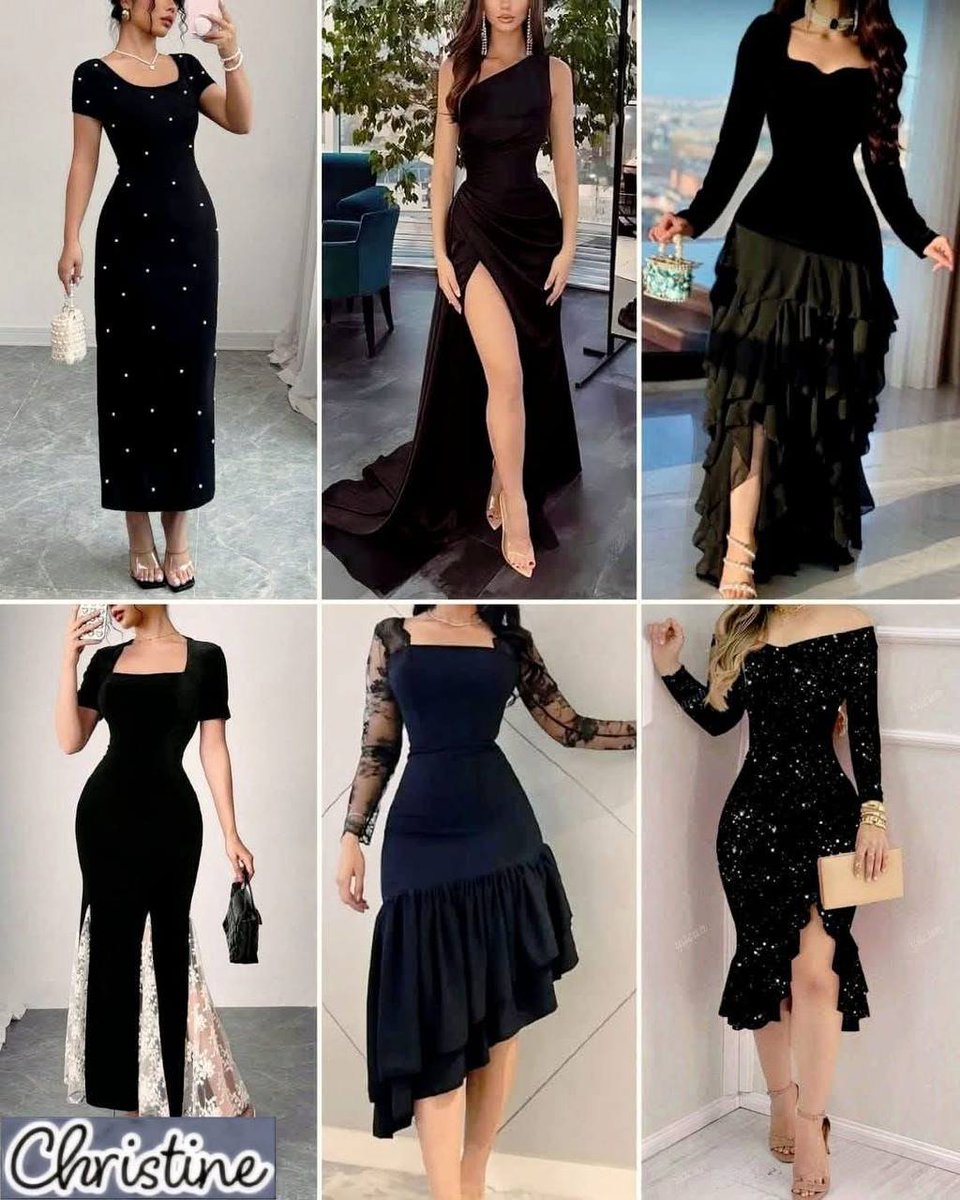 "Elegant black dresses by Christine  Perfect for any special occasion! #Fashion #BlackDress #ChristineStyle"