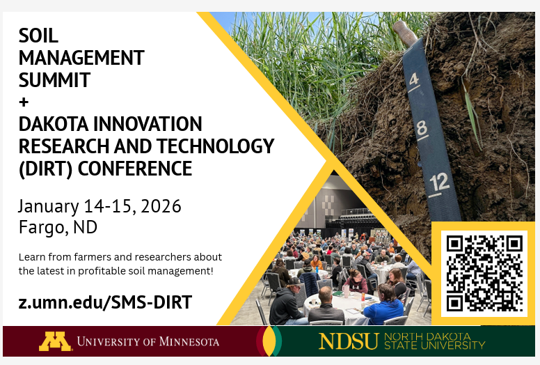 Jodi DeJong-Hughes (@soillorax) on Twitter photo Registration is open!💥SMS/DIRT is Jan 14-15 in Fargo! We have a great line-up of speakers, topics, exhibitors, and lots of networking opportunities.
#StripTill #Notill #FarmerEconomics #CoverCrops #Livestock #SoilFertility #WeedMgt <a href="/UMNExt/">U of MN Extension</a> <a href="/NDSU/">North Dakota State University</a>
Visit z.umn.edu/SMS-DIRT Registration is open!💥SMS/DIRT is Jan 14-15 in Fargo! We have a great line-up of speakers, topics, exhibitors, and lots of networking opportunities.
#StripTill #Notill #FarmerEconomics #CoverCrops #Livestock #SoilFertility #WeedMgt <a href="/UMNExt/">U of MN Extension</a> <a href="/NDSU/">North Dakota State University</a>
Visit z.umn.edu/SMS-DIRT