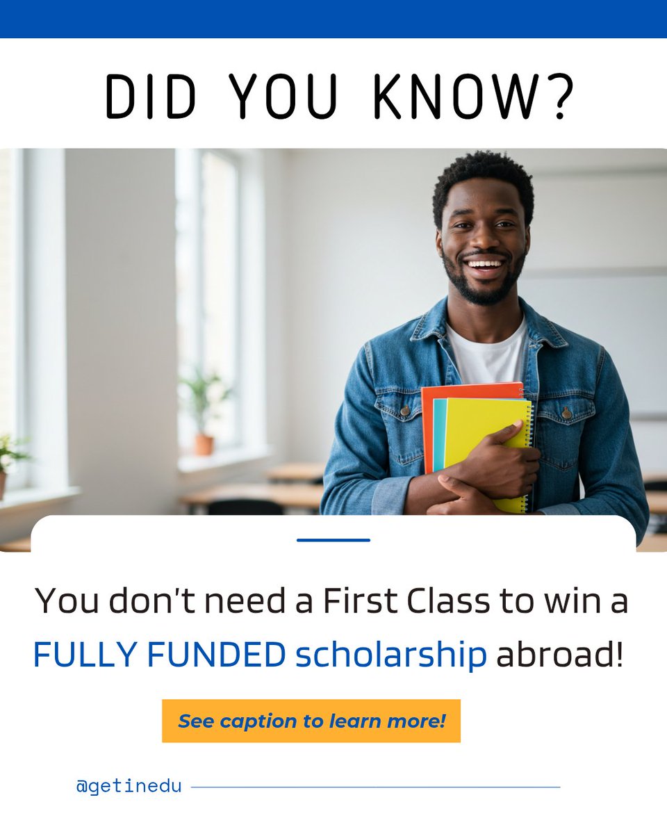 Did You Know?
You don’t need a First Class to win a FULLY FUNDED scholarship abroad! 

Thousands of students with a 2:2 or even a Pass have secured admission and funding to top universities abroad just by learning how to tell their stories strategically.
