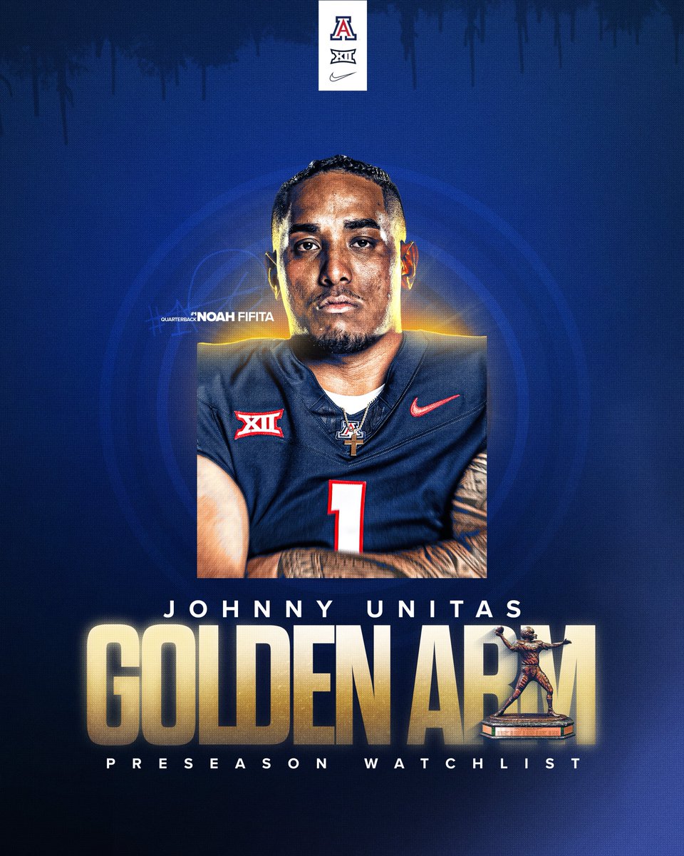 ArizonaFBall's tweet photo. Noah Fifita has been named to the Golden Arm preseason watchlist 🎯 https://t.co/P7UO2LRsOJ