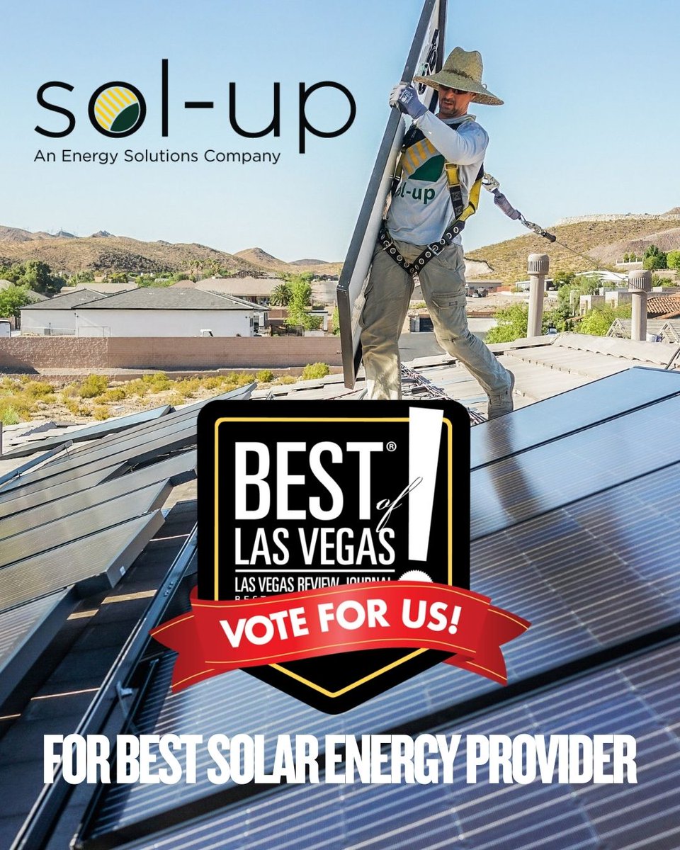 Las Vegas, we’d love your vote! Help Sol-Up win Best Solar Energy Provider in 2025.

👉 votebolv.com/solup