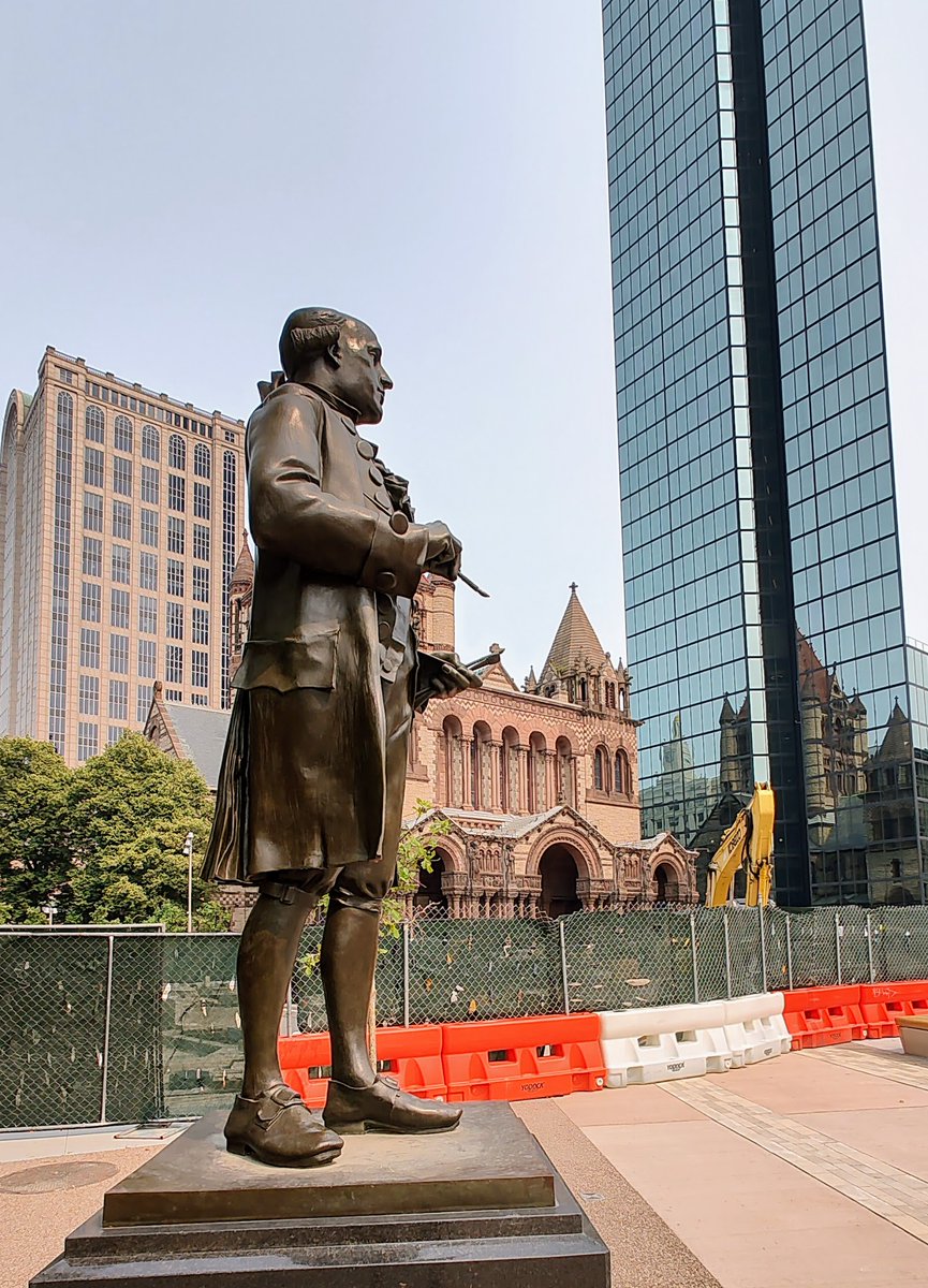 TheBostonIrish's tweet image. Welcome back, we missed you!  Statue of colonial artist John S. Copley is back at refurbished #CopleySquare, albeit in the opposite direction. And the bust of #Bostonmayor Hugh O'Brien is back at @BPL Bates Room, after being out of public view since 2008.  Both are part of