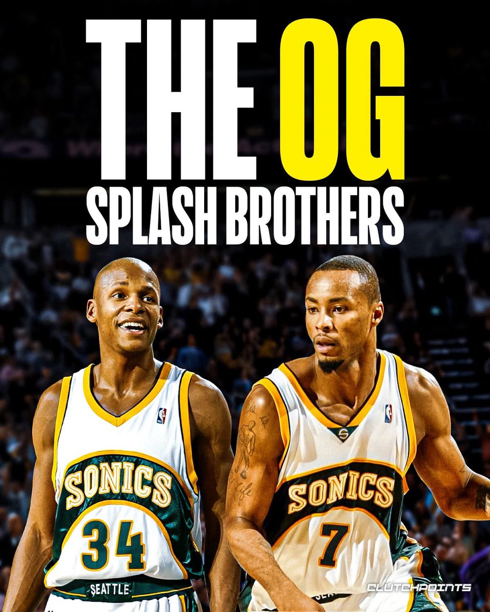 ClutchPoints's tweet photo. Before Steph Curry and Klay Thompson lit up the league, Ray Allen and Rashard Lewis were raining threes in Seattle 👀

Their ability to space the floor and torch defenses from deep made them one of the deadliest shooting duos of the 2000s.

Allen, one of the greatest pure shooters ever, paired with Lewis’ size and versatility on the perimeter, set the blueprint for what we’d later see in the Warriors’ dynasty. 

Do you think this duo would dominate in today's league? 🤔