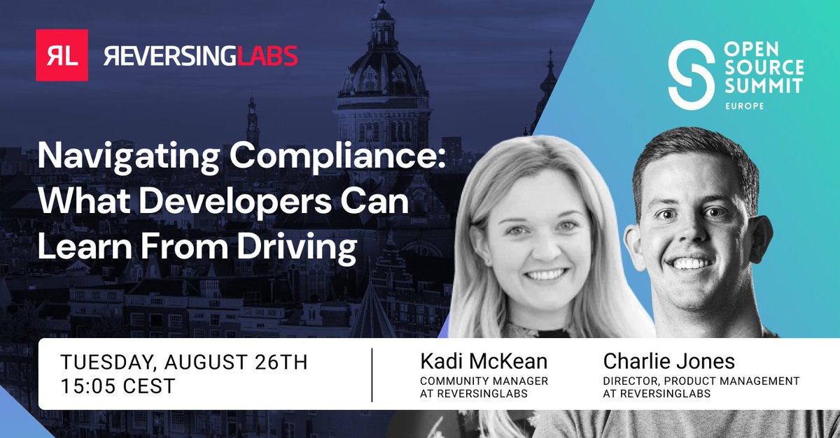 ReversingLabs's tweet image. 🎊 RL is proud to sponsor @linuxfoundation&apos;s #OpenSourceSummit! Don&apos;t miss this talk by RL&apos;s @KadiGrigg &amp;amp; Charlie Jones on what developers can learn from driving compliance: bit.ly/4oHGkk6