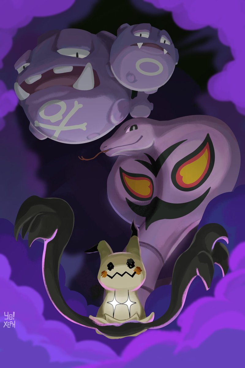 Are you ready for trouble? 

(Lowkey wishing for mega arbok/weezing)

#pokemon #arbok #weezing #mimikyu #pokefanart