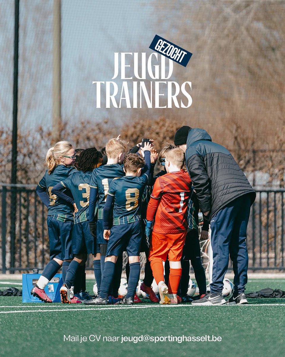 Sporting Hasselt (@sportinghasselt) on Twitter photo Wij zijn op zoek naar gemotiveerde jeugdtrainers voor onze midden- en onderbouw. π
Heb jij een passie voor voetbal en werken met jongeren? Stuur dan nu je CV naar jeugd@sportinghasselt.be π©
Wie weet, tot binnenkort, obbe Spor! πΈπ± Wij zijn op zoek naar gemotiveerde jeugdtrainers voor onze midden- en onderbouw. π
Heb jij een passie voor voetbal en werken met jongeren? Stuur dan nu je CV naar jeugd@sportinghasselt.be π©
Wie weet, tot binnenkort, obbe Spor! πΈπ±